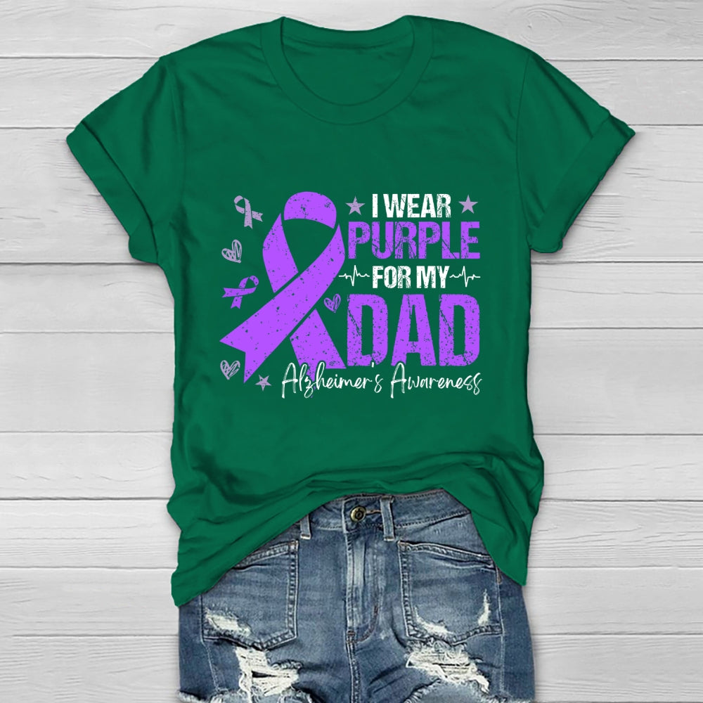 I Wear Purple For My Dad Shirt Alzheimer's Disease Awareness Healthwear T-shirt