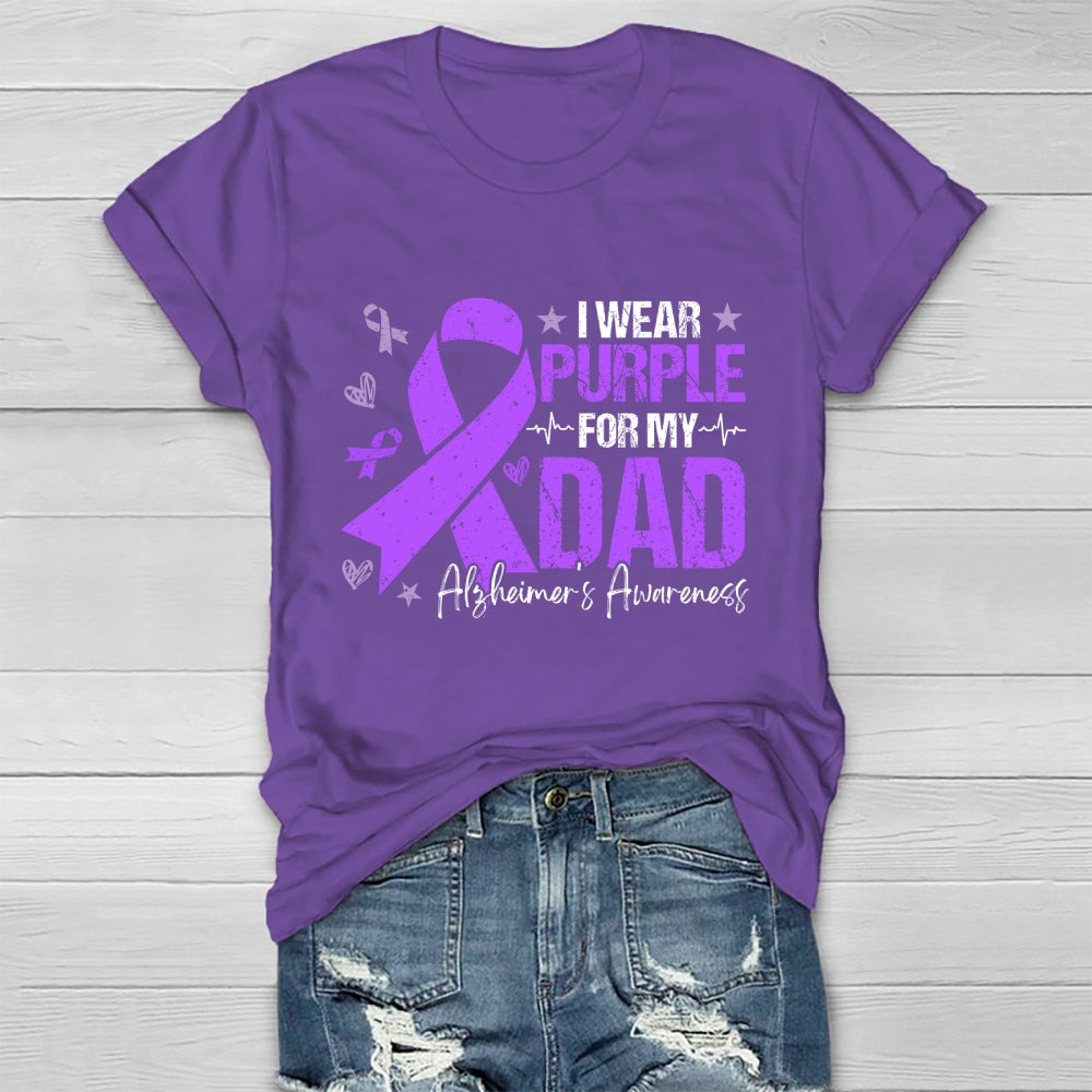 I Wear Purple For My Dad Shirt Alzheimer's Disease Awareness Healthwear T-shirt