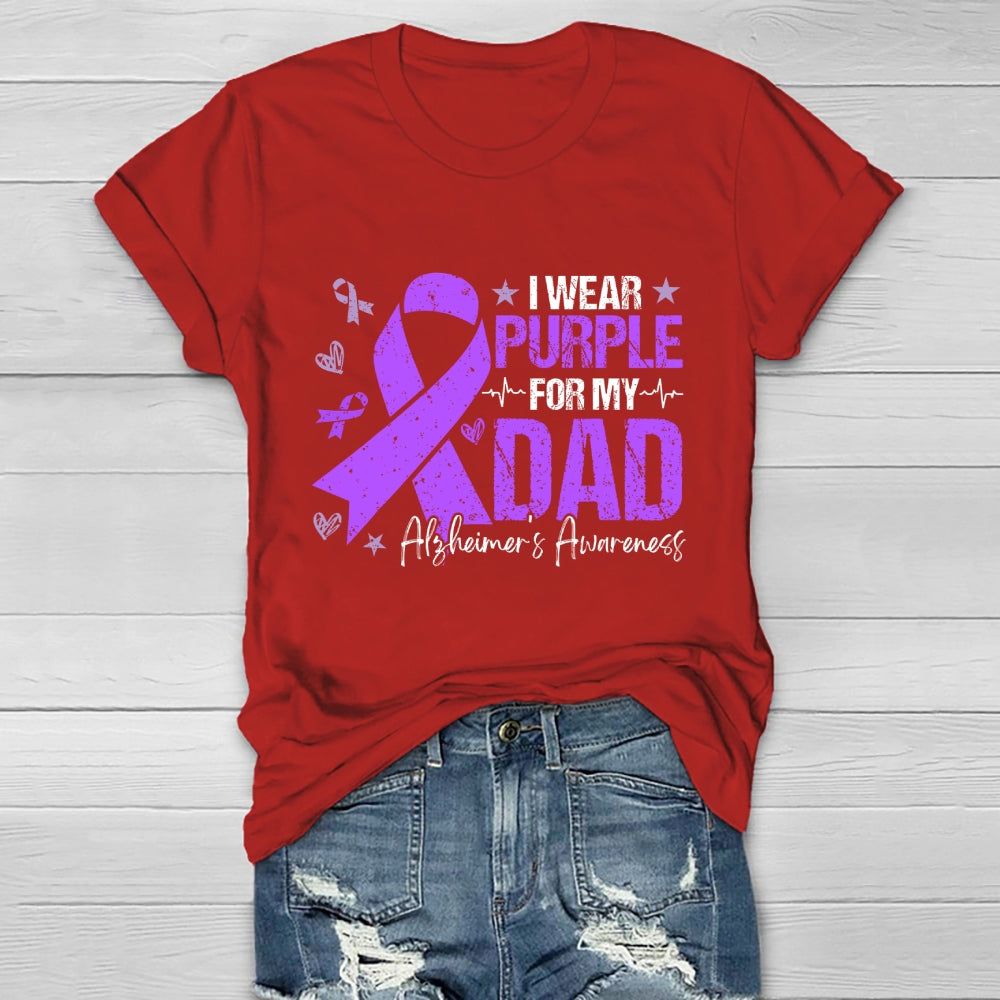 I Wear Purple For My Dad Shirt Alzheimer's Disease Awareness Healthwear T-shirt
