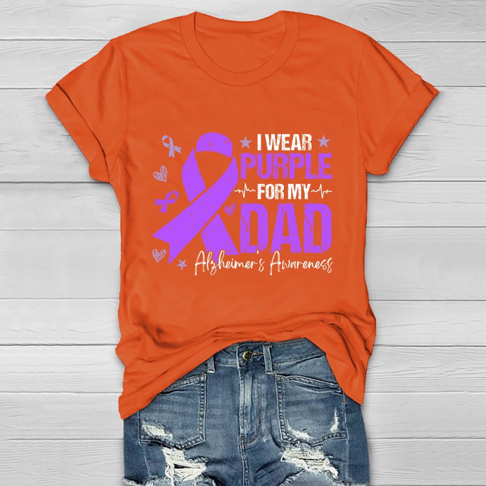 I Wear Purple For My Dad Shirt Alzheimer's Disease Awareness Healthwear T-shirt