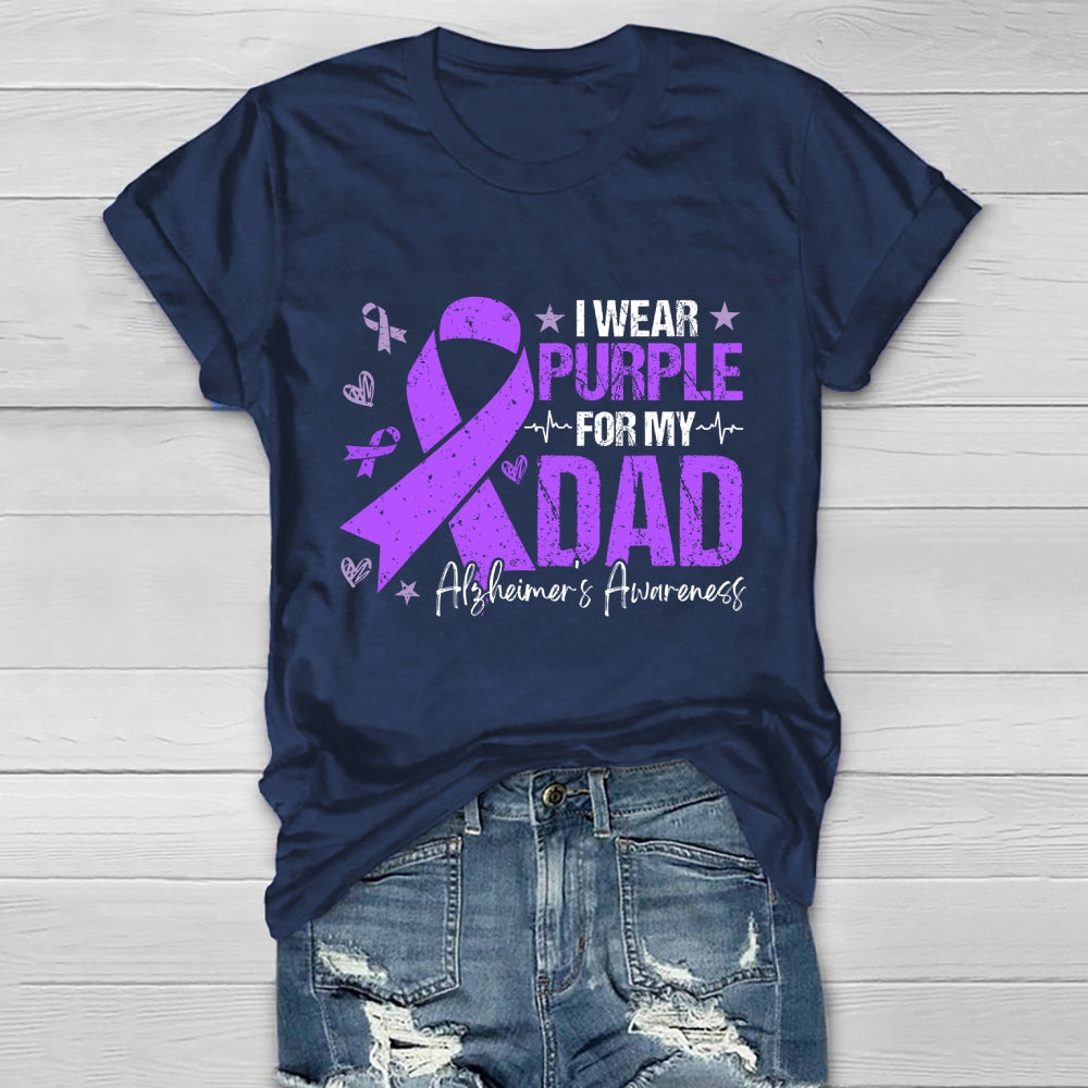 I Wear Purple For My Dad Shirt Alzheimer's Disease Awareness Healthwear T-shirt