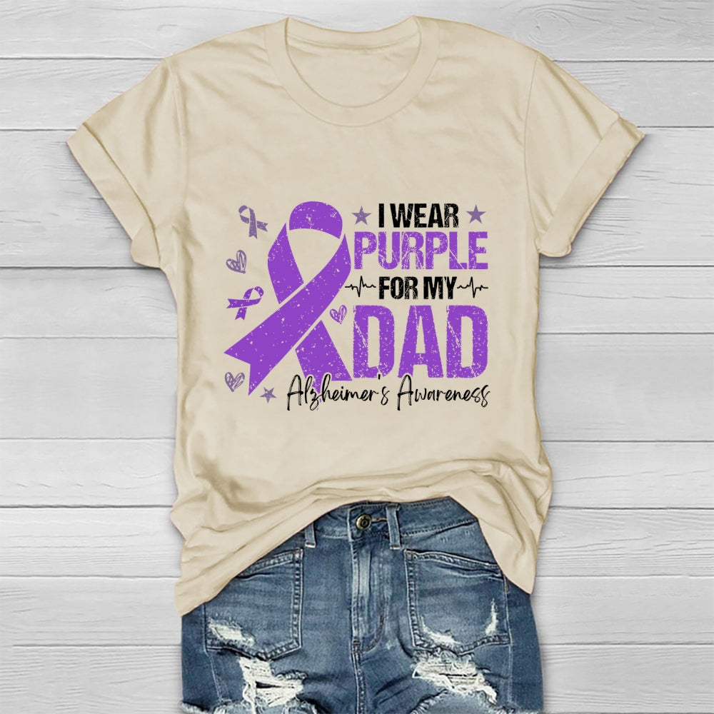 I Wear Purple For My Dad Shirt Alzheimer's Disease Awareness Healthwear T-shirt