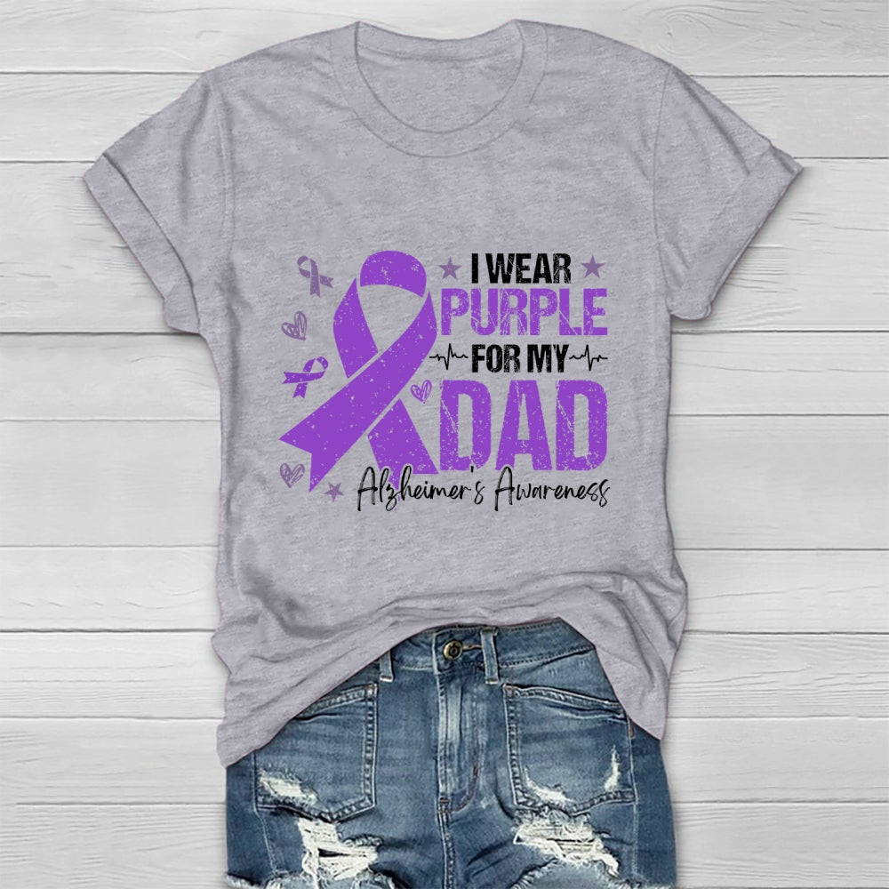 I Wear Purple For My Dad Shirt Alzheimer's Disease Awareness Healthwear T-shirt