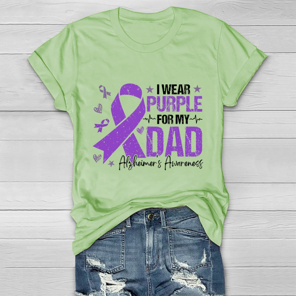 I Wear Purple For My Dad Shirt Alzheimer's Disease Awareness Healthwear T-shirt
