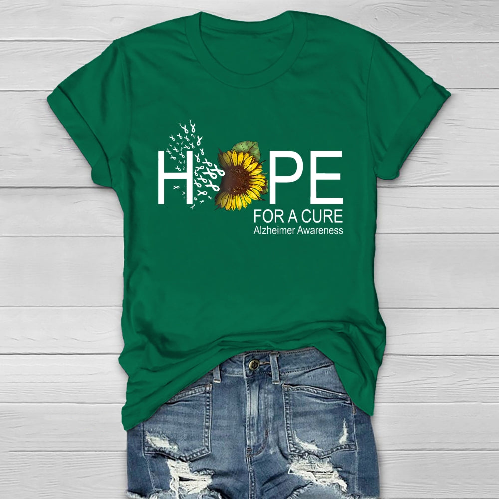 Hope For A Cure Alzheimer's Awareness Sunflower Healthwear T-shirt