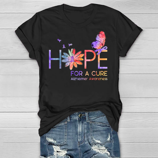 Hope For A Cure Alzheimers Awareness Butterfly Healthwear T-shirt