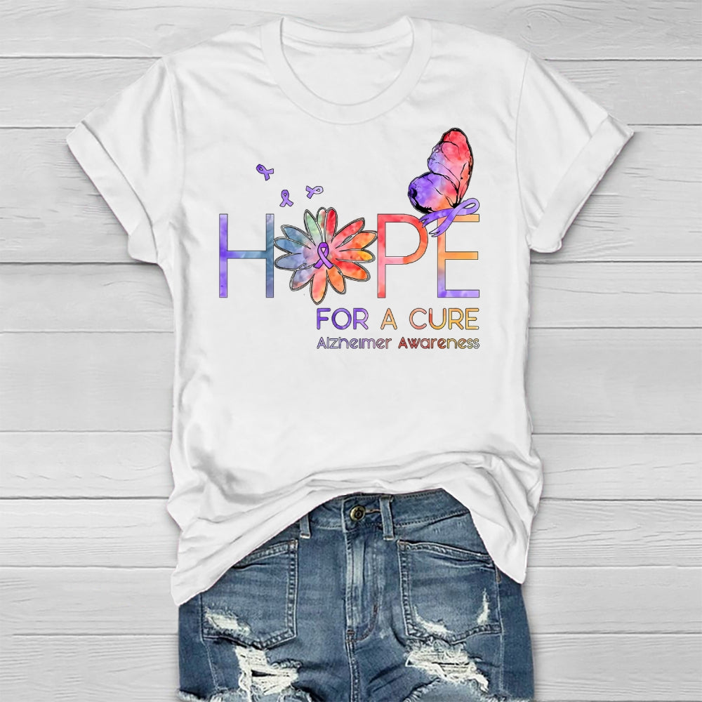 Hope For A Cure Alzheimers Awareness Butterfly Healthwear T-shirt