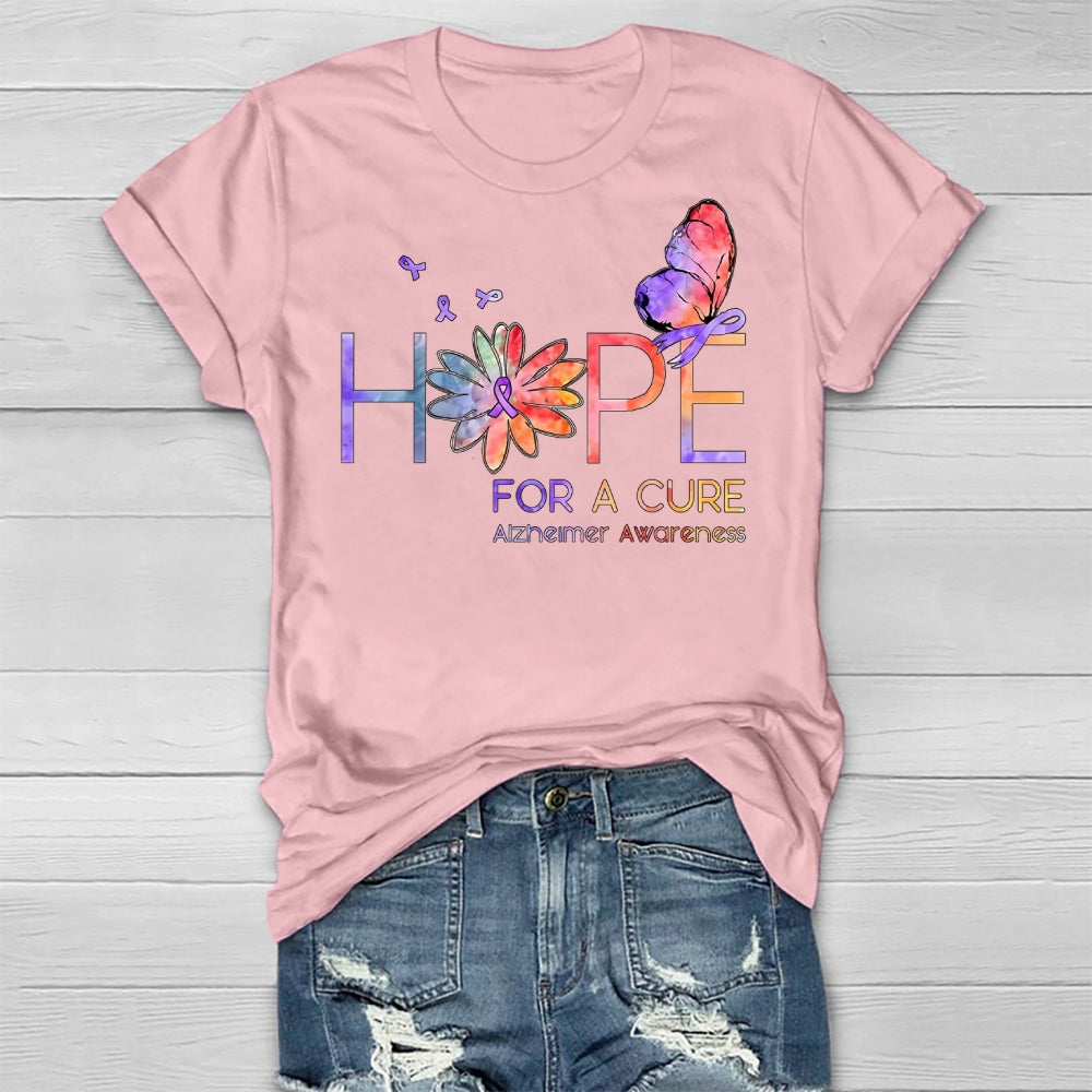 Hope For A Cure Alzheimers Awareness Butterfly Healthwear T-shirt