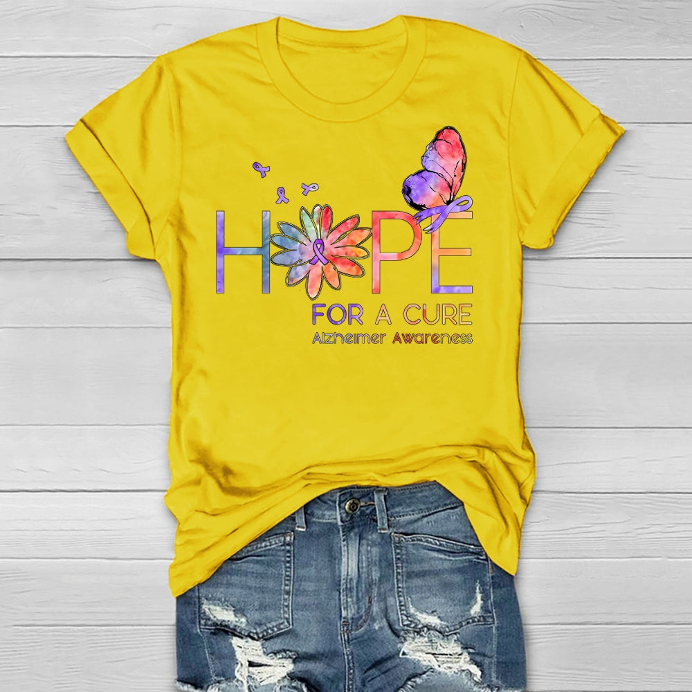 Hope For A Cure Alzheimers Awareness Butterfly Healthwear T-shirt