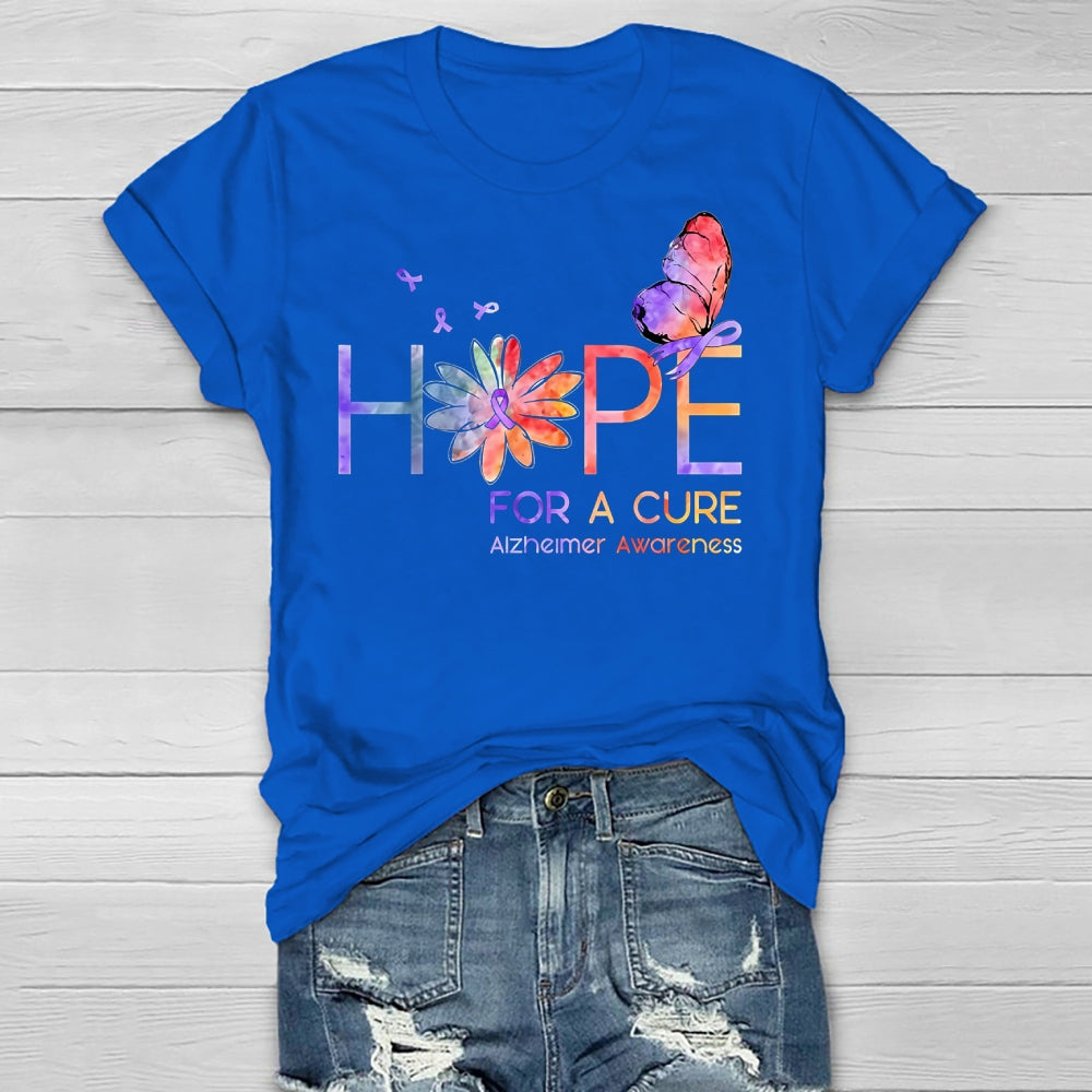 Hope For A Cure Alzheimers Awareness Butterfly Healthwear T-shirt