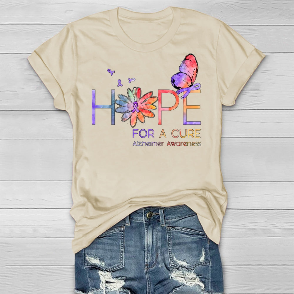 Hope For A Cure Alzheimers Awareness Butterfly Healthwear T-shirt