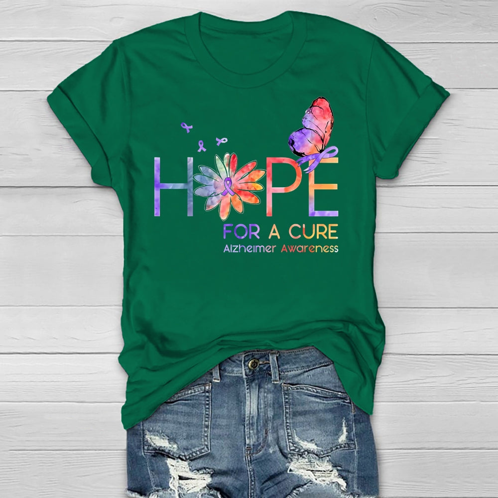 Hope For A Cure Alzheimers Awareness Butterfly Healthwear T-shirt