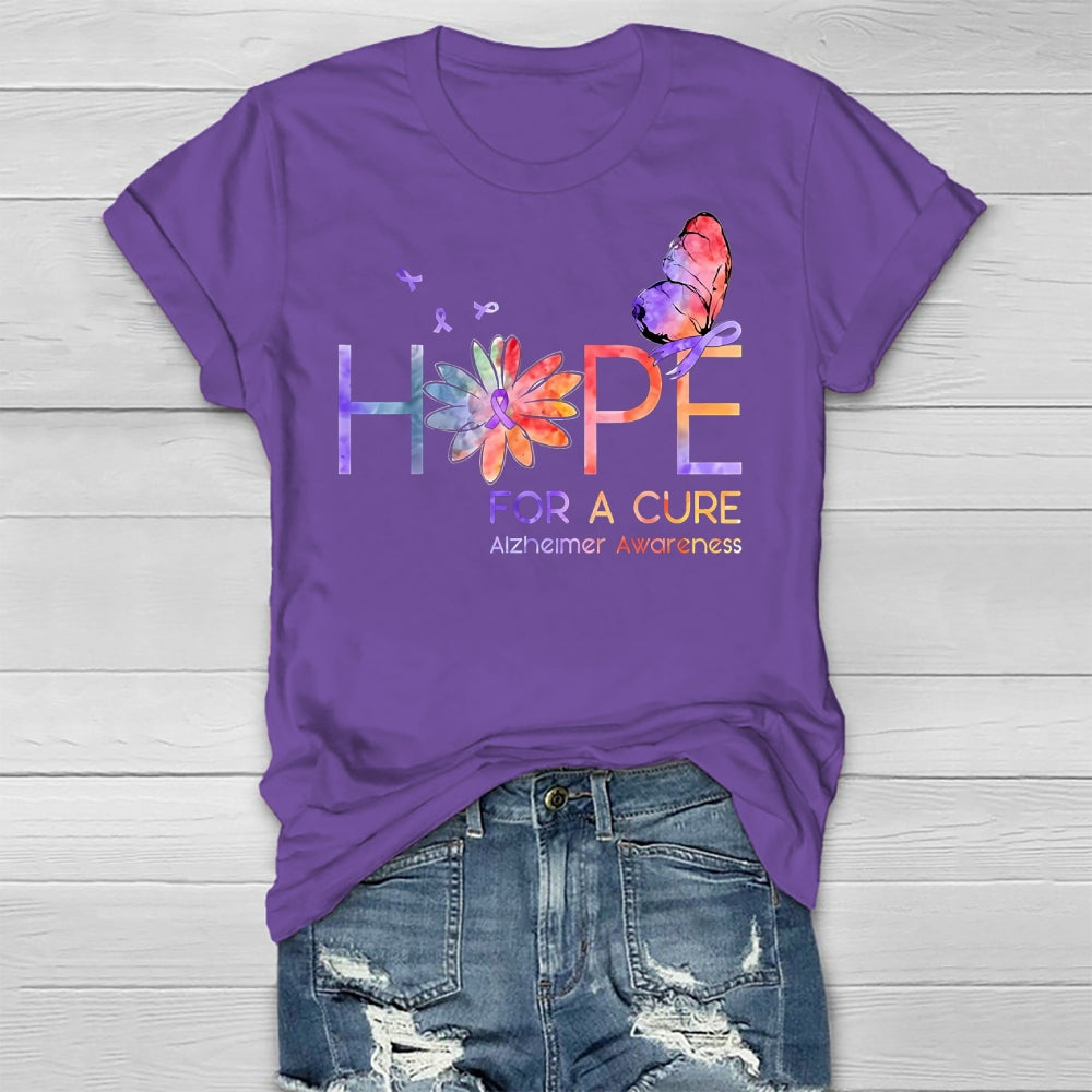 Hope For A Cure Alzheimers Awareness Butterfly Healthwear T-shirt