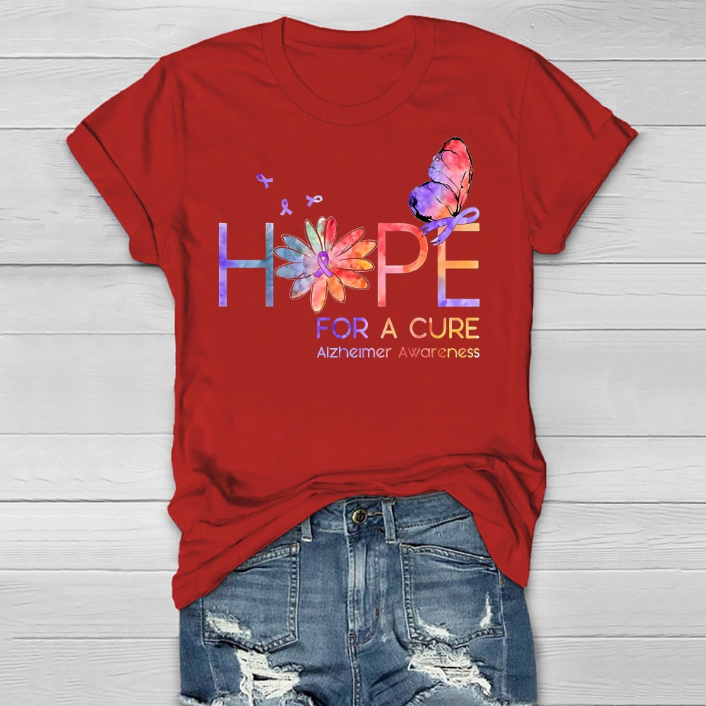 Hope For A Cure Alzheimers Awareness Butterfly Healthwear T-shirt