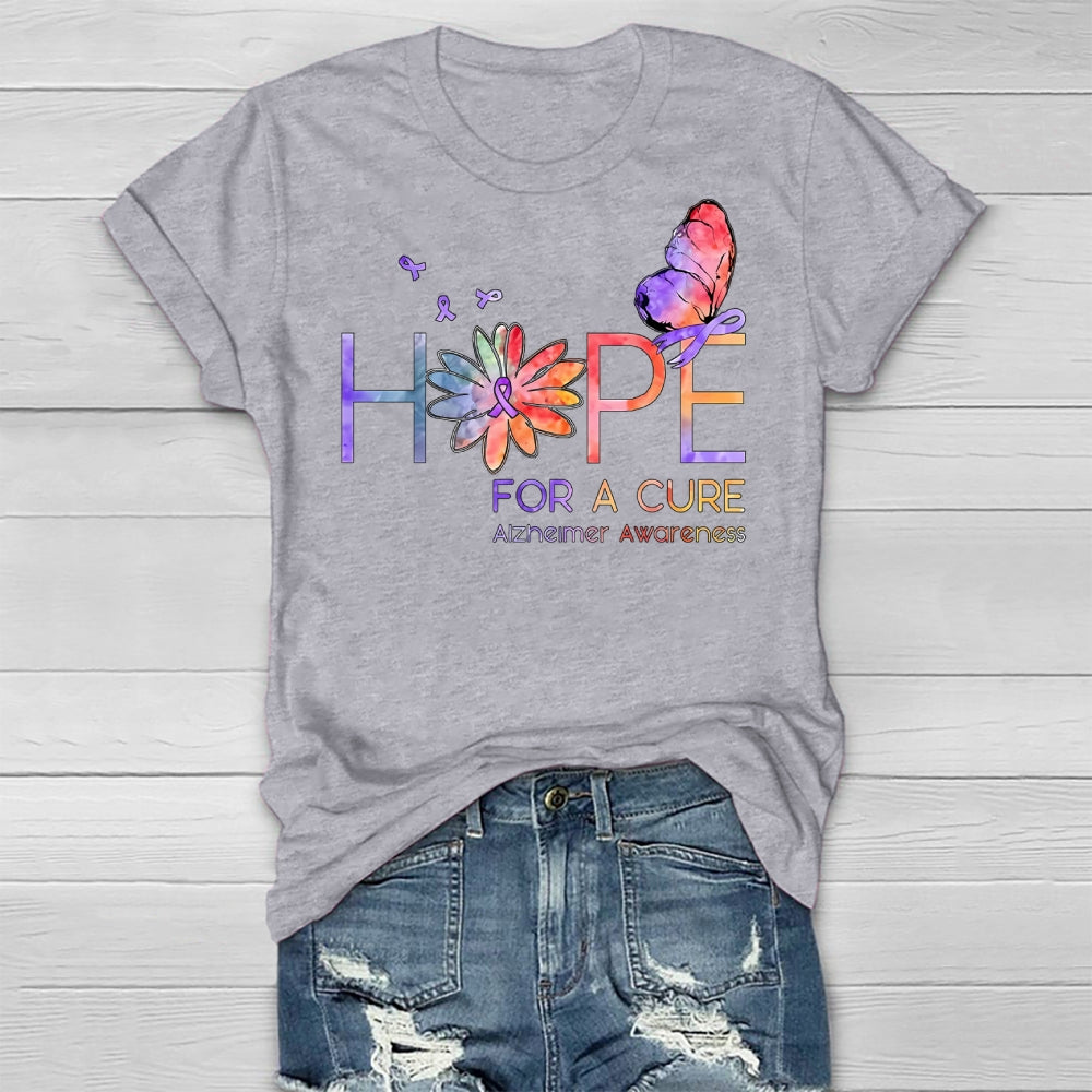 Hope For A Cure Alzheimers Awareness Butterfly Healthwear T-shirt