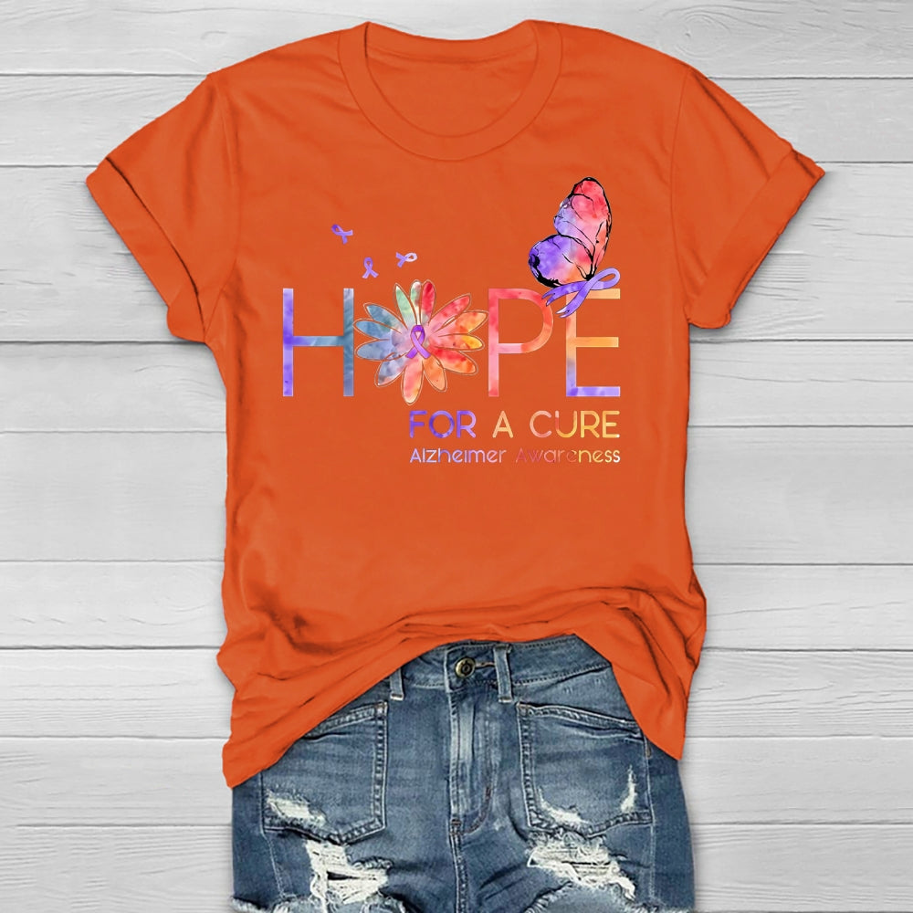 Hope For A Cure Alzheimers Awareness Butterfly Healthwear T-shirt