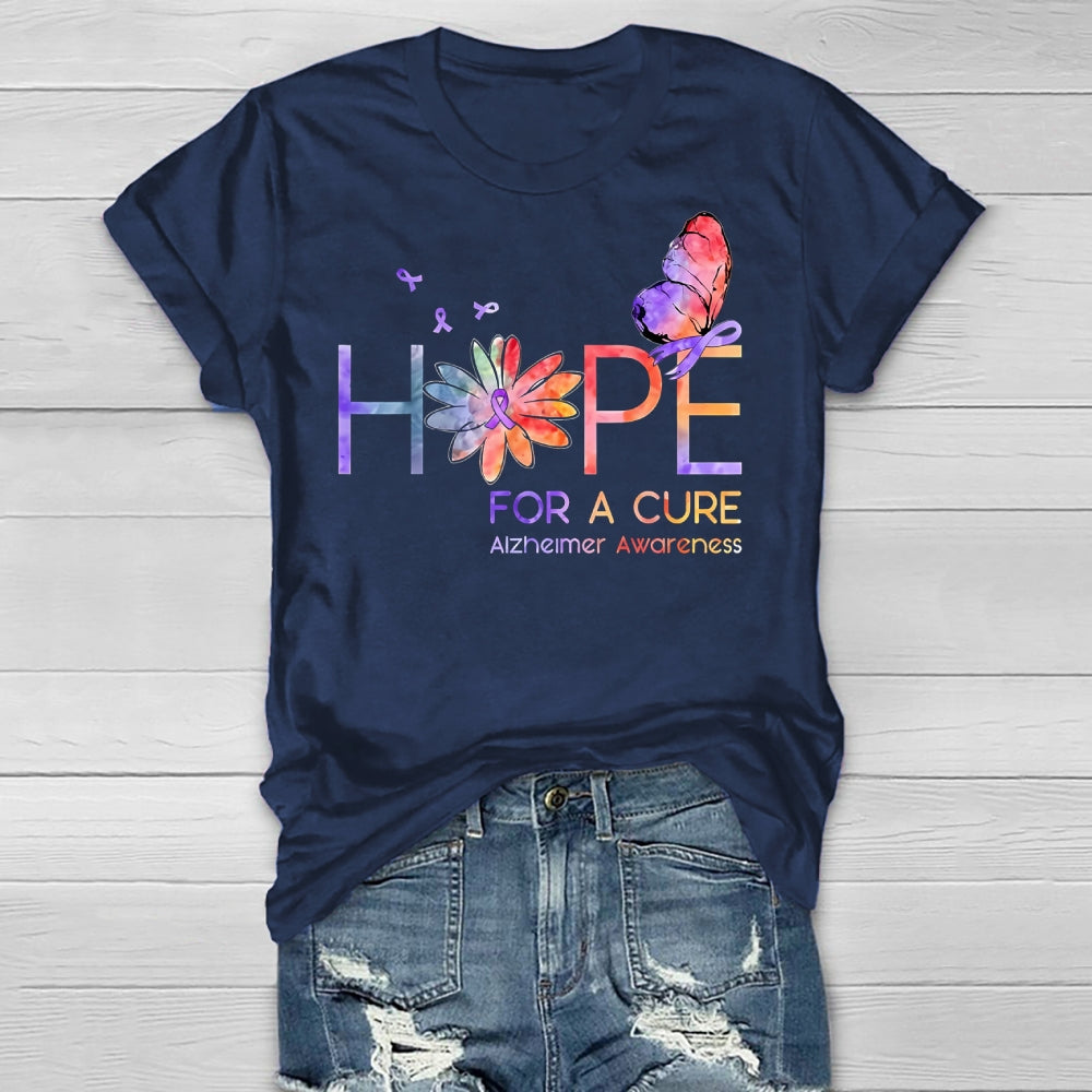 Hope For A Cure Alzheimers Awareness Butterfly Healthwear T-shirt