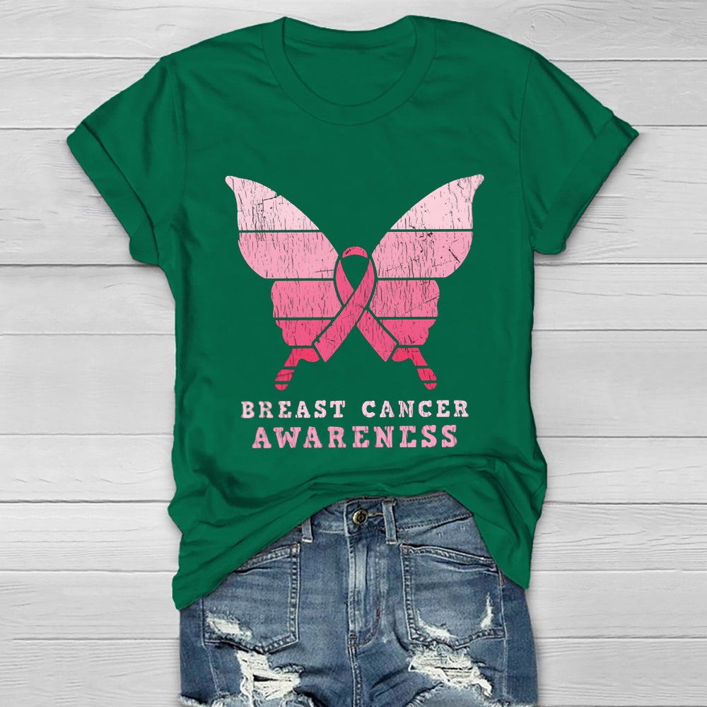 Breast Cancer Awareness Butterfly Healthwear T-shirt