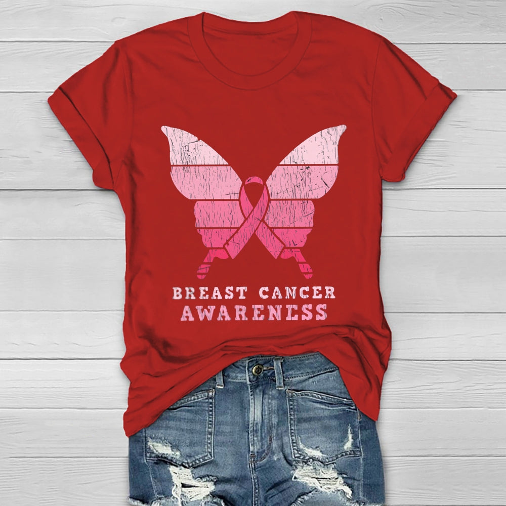 Breast Cancer Awareness Butterfly Healthwear T-shirt