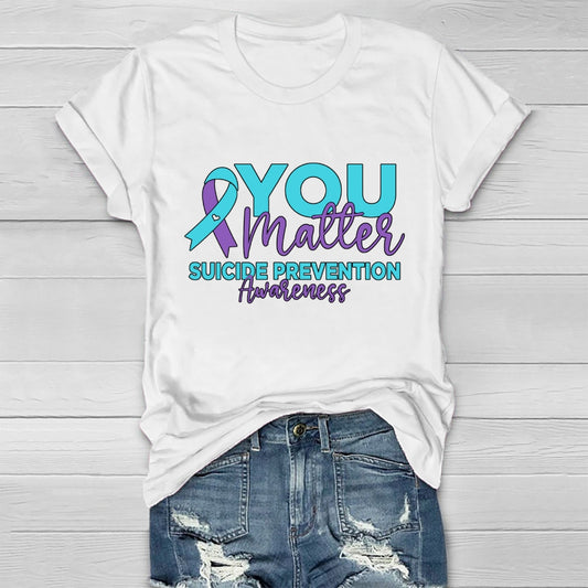 You Matter Suicide Prevention Awareness Teal Purple Heart  Healthwear T-shirt