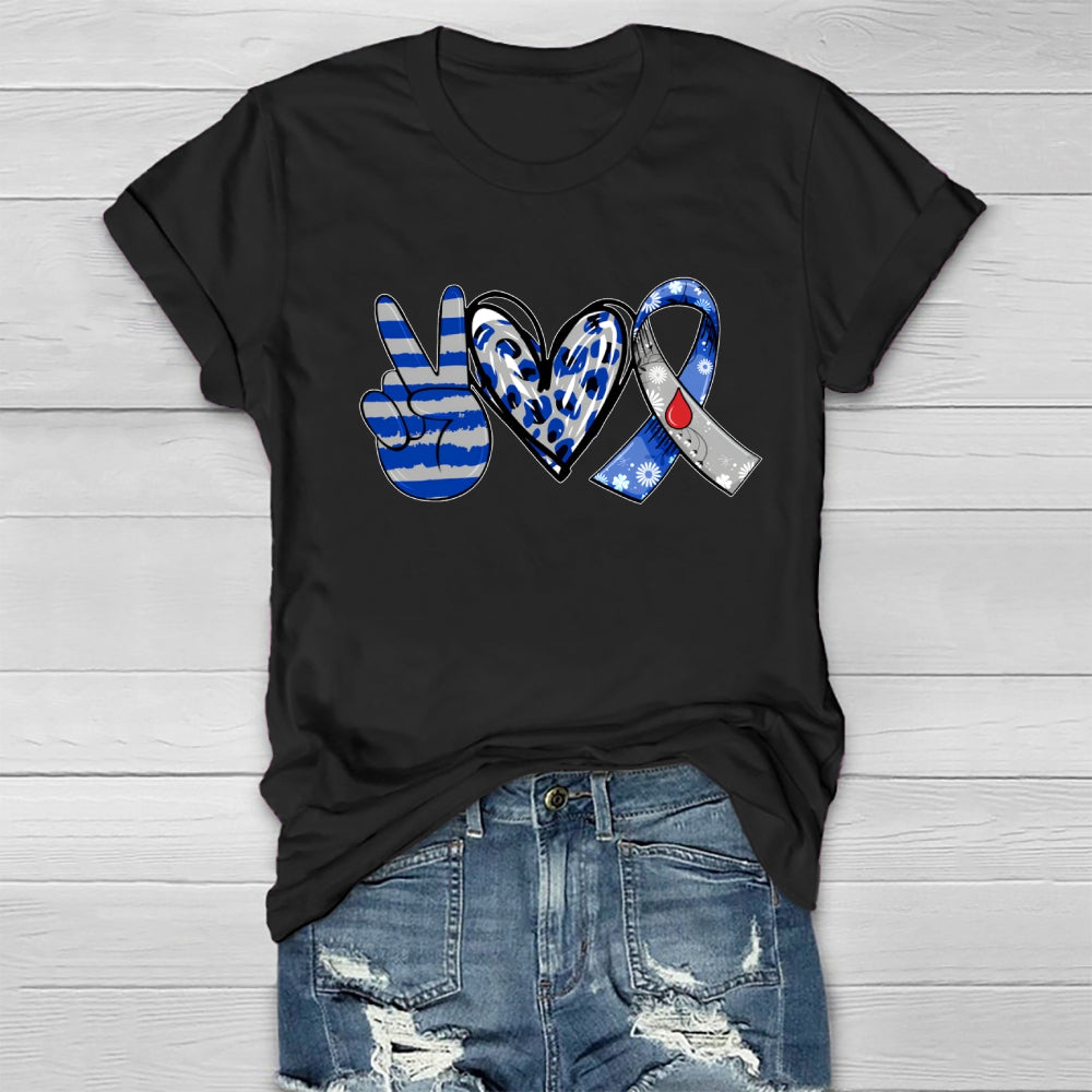 Peace Love Cure Diabetes Awareness  Healthwear T-shirt