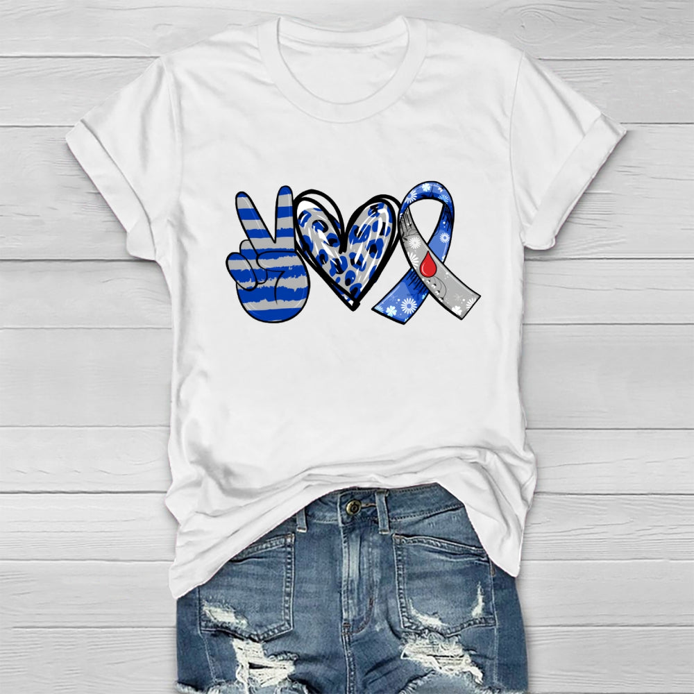 Peace Love Cure Diabetes Awareness  Healthwear T-shirt