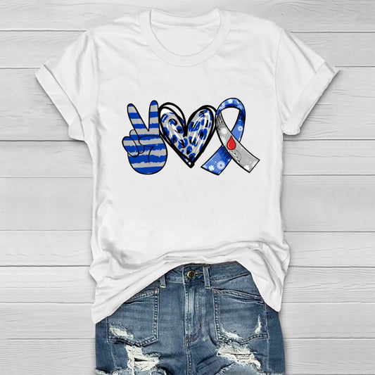 Peace Love Cure Diabetes Awareness  Healthwear T-shirt