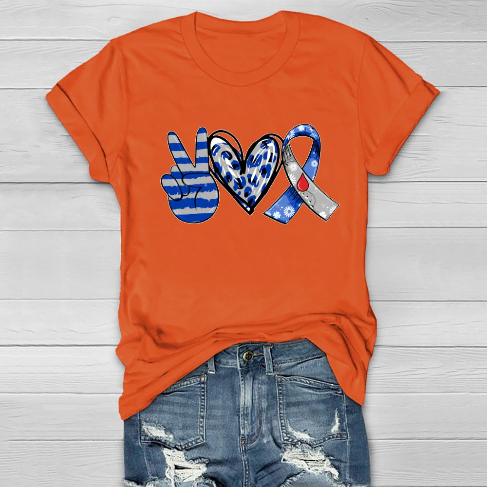 Peace Love Cure Diabetes Awareness  Healthwear T-shirt