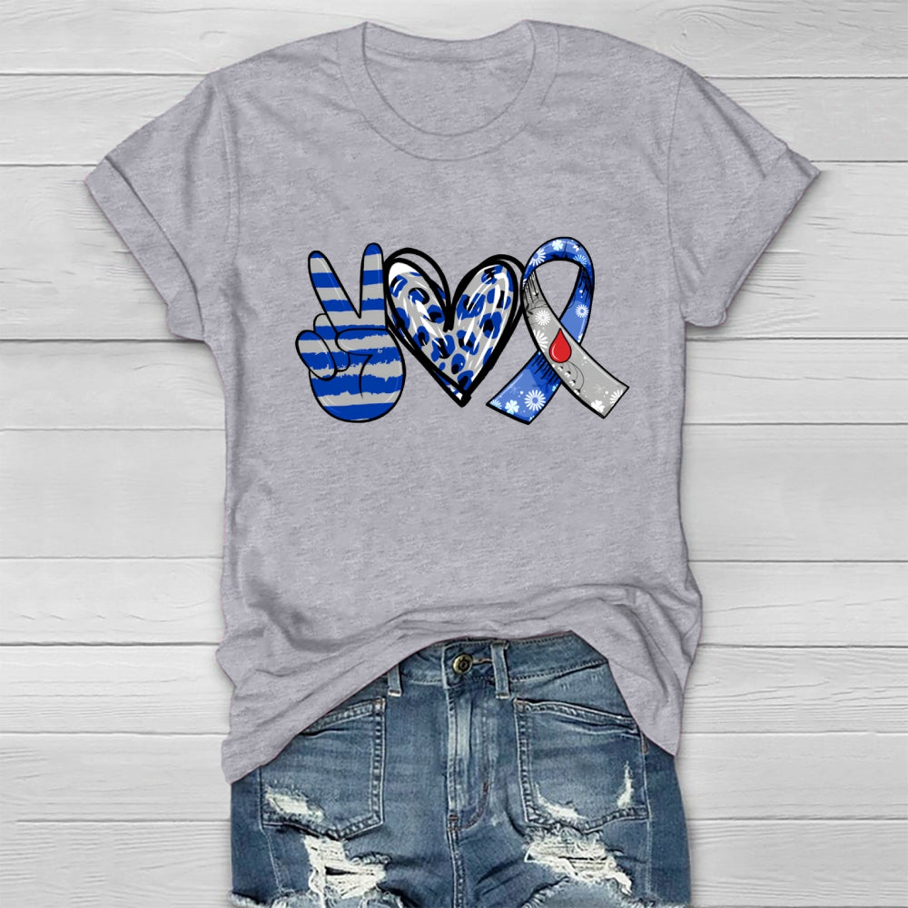Peace Love Cure Diabetes Awareness  Healthwear T-shirt