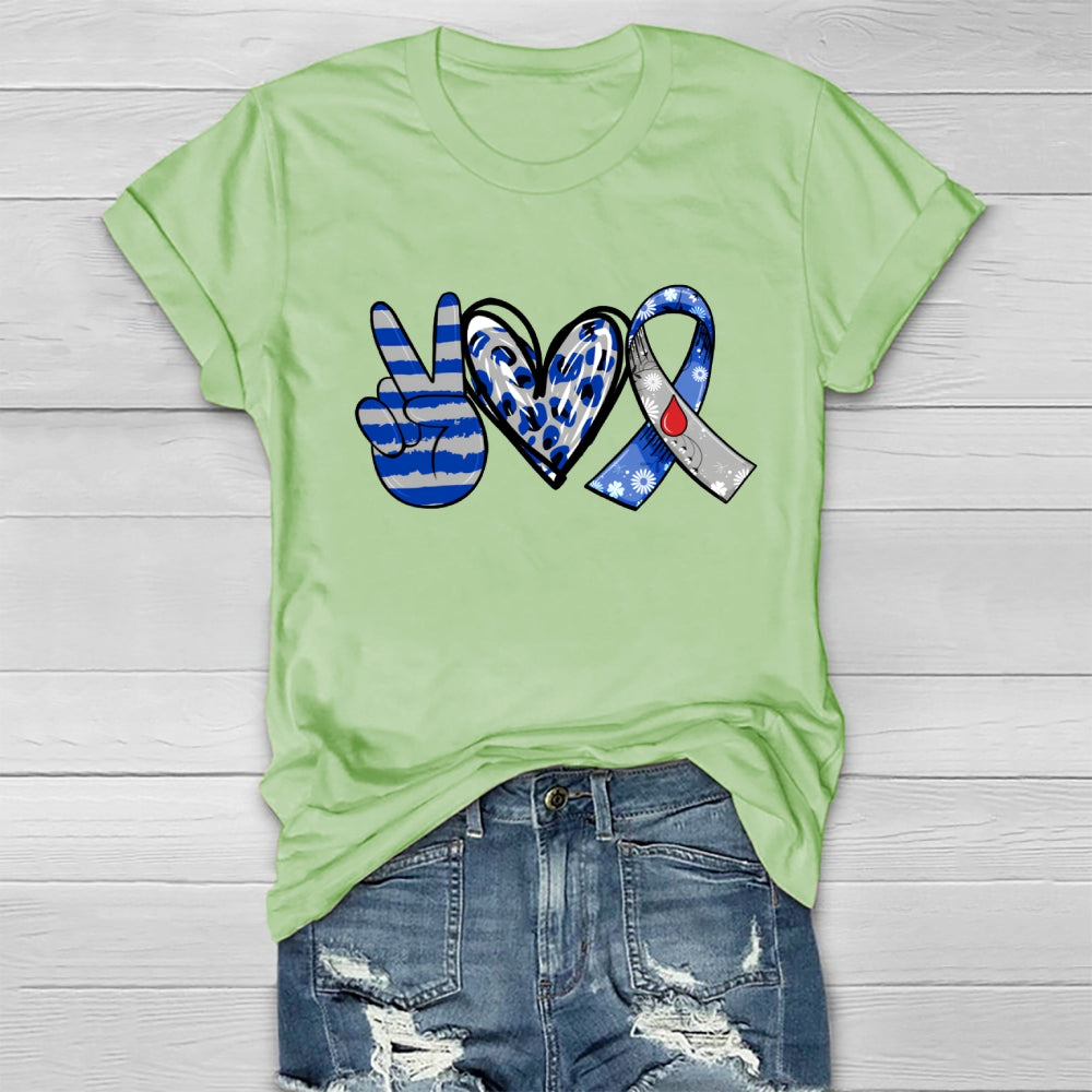 Peace Love Cure Diabetes Awareness  Healthwear T-shirt