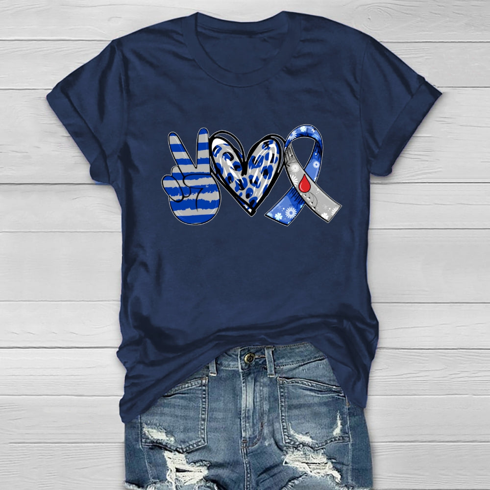 Peace Love Cure Diabetes Awareness  Healthwear T-shirt