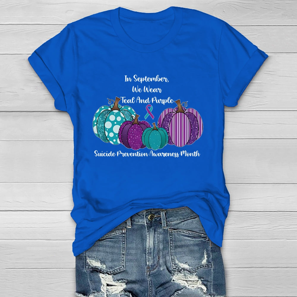In September We Wear Teal And Purple Suicide Prevention Healthwear T-shirt