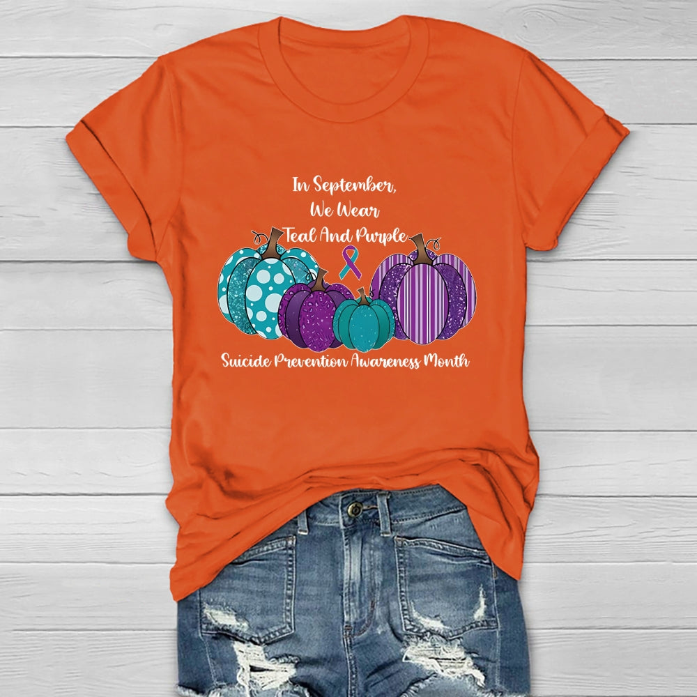 In September We Wear Teal And Purple Suicide Prevention Healthwear T-shirt