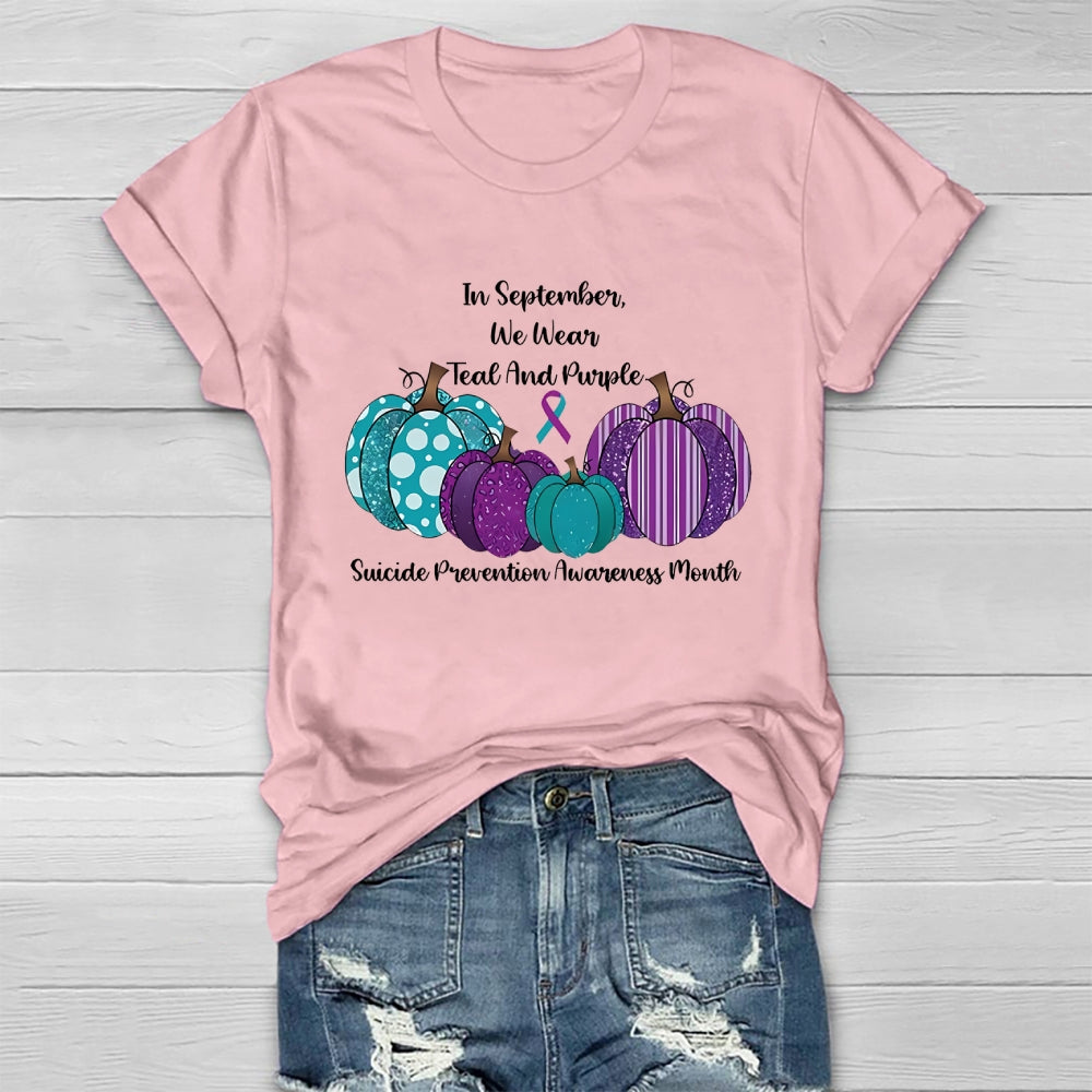 In September We Wear Teal And Purple Suicide Prevention Healthwear T-shirt