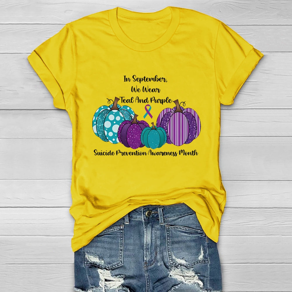 In September We Wear Teal And Purple Suicide Prevention Healthwear T-shirt