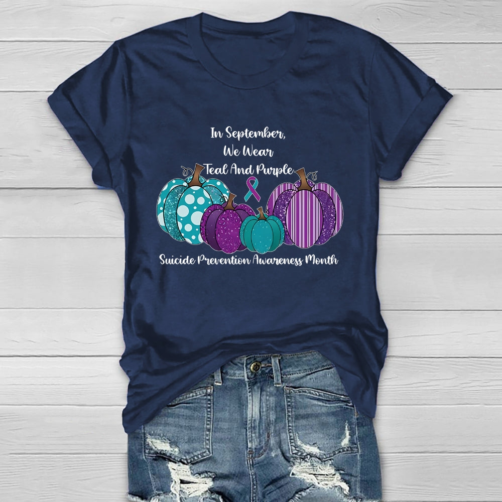 In September We Wear Teal And Purple Suicide Prevention Healthwear T-shirt
