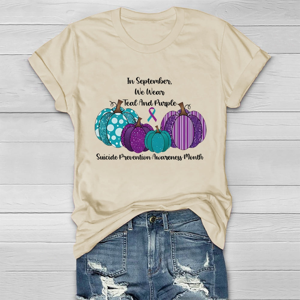 In September We Wear Teal And Purple Suicide Prevention Healthwear T-shirt