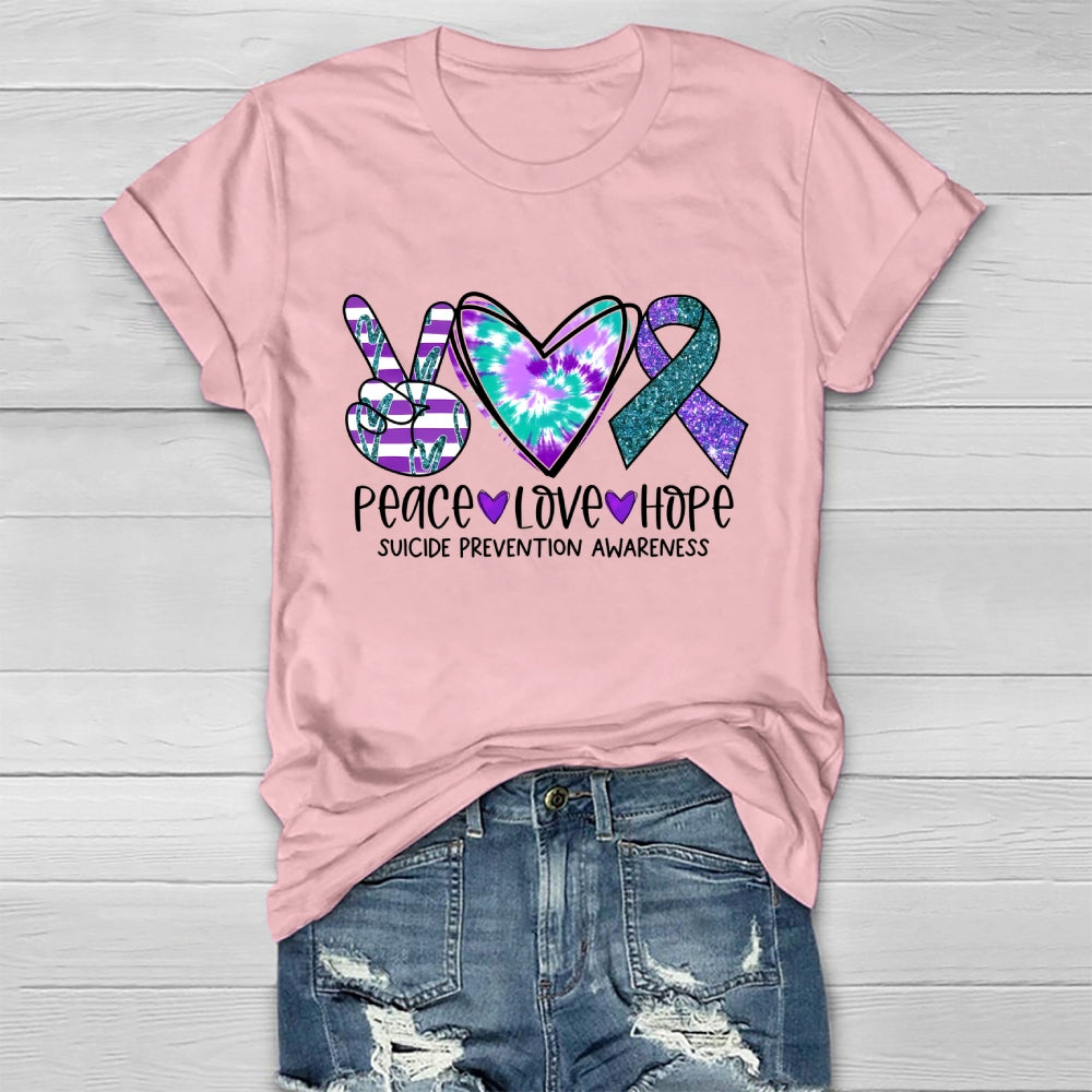 Peace Love Hope Suicide Prevention Awareness Healthwear T-shirt