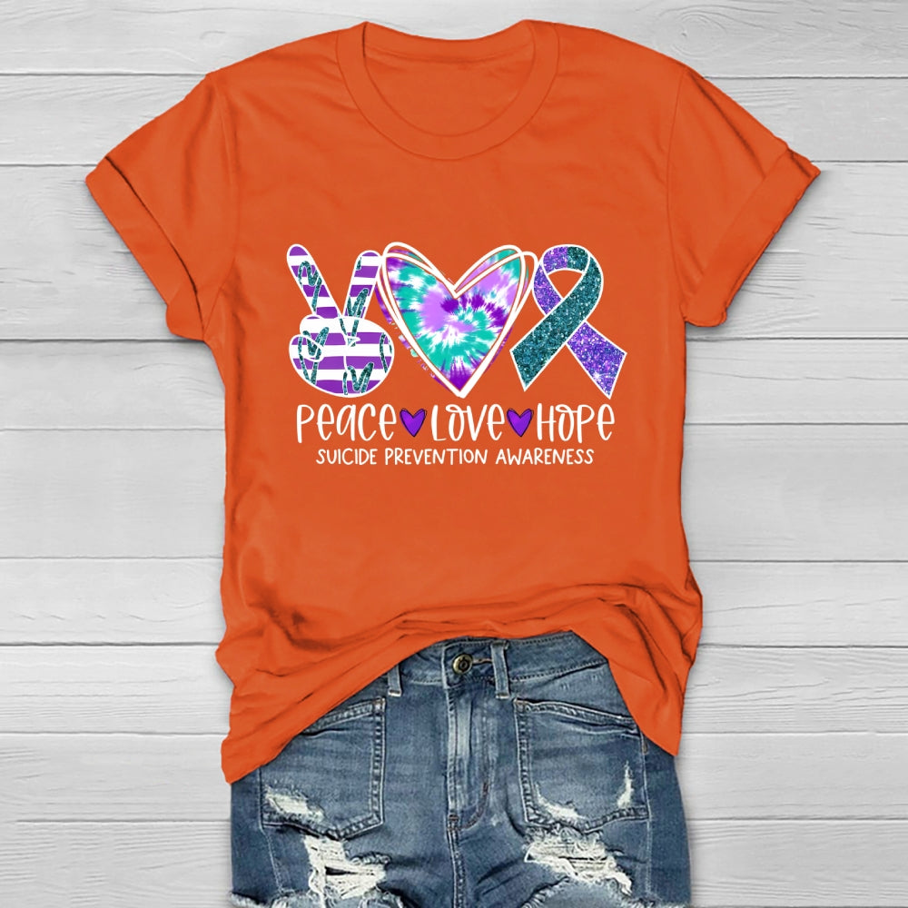 Peace Love Hope Suicide Prevention Awareness Healthwear T-shirt