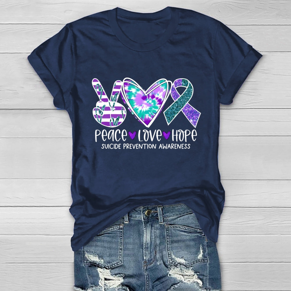 Peace Love Hope Suicide Prevention Awareness Healthwear T-shirt