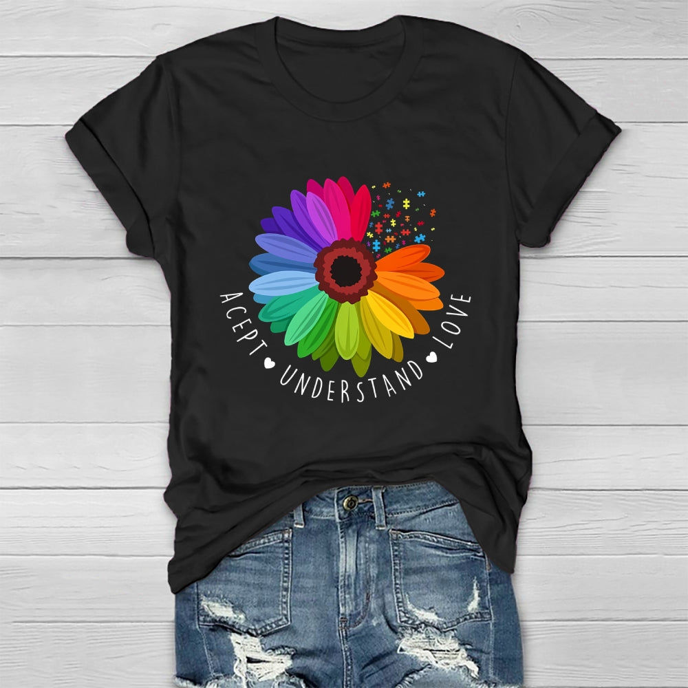 Accept Understand Love Autism Awareness Sunflower Healthwear T-shirt