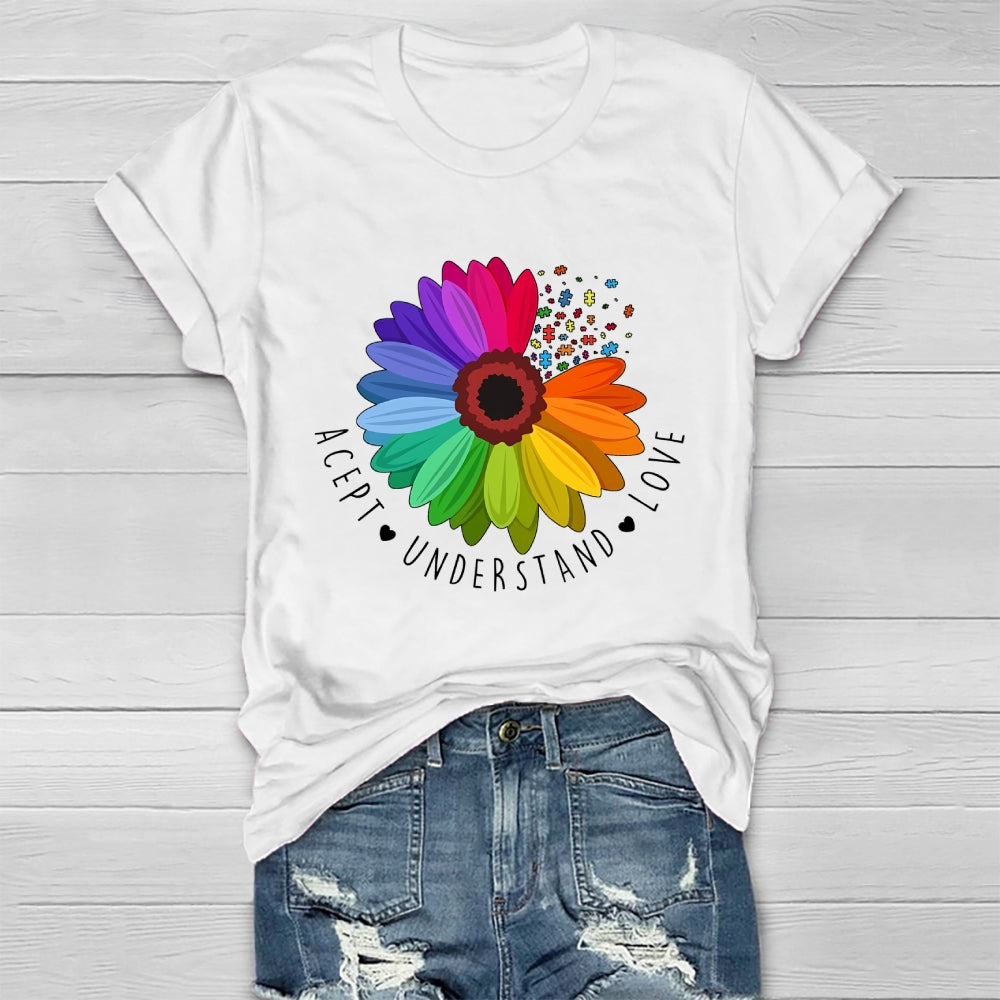 Accept Understand Love Autism Awareness Sunflower Healthwear T-shirt