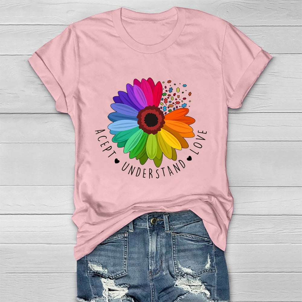 Accept Understand Love Autism Awareness Sunflower Healthwear T-shirt