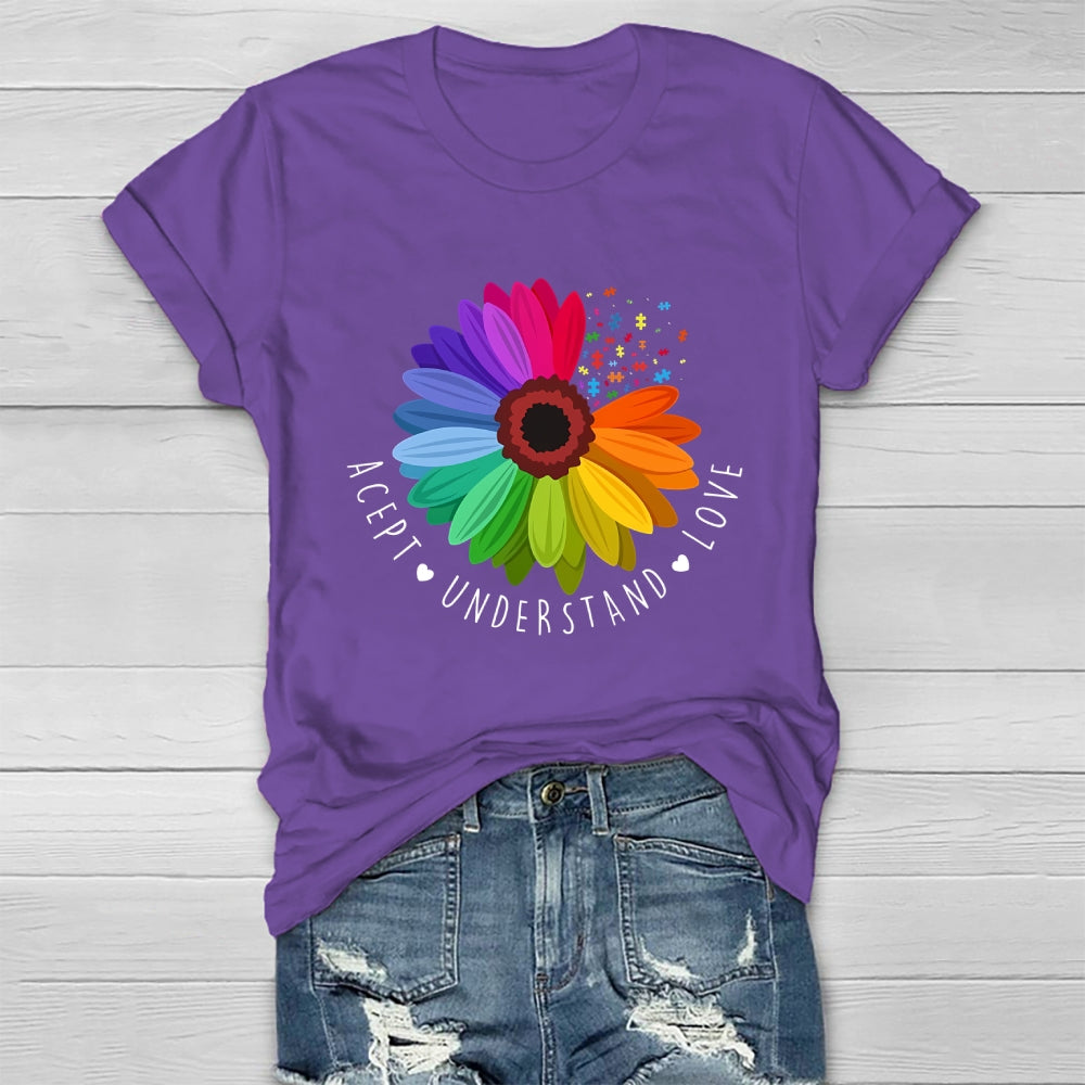 Accept Understand Love Autism Awareness Sunflower Healthwear T-shirt