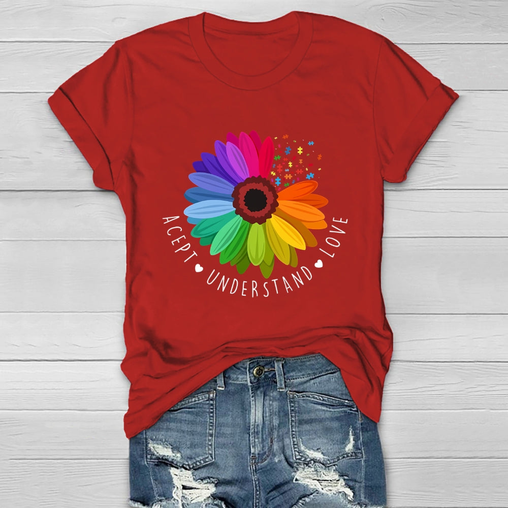 Accept Understand Love Autism Awareness Sunflower Healthwear T-shirt