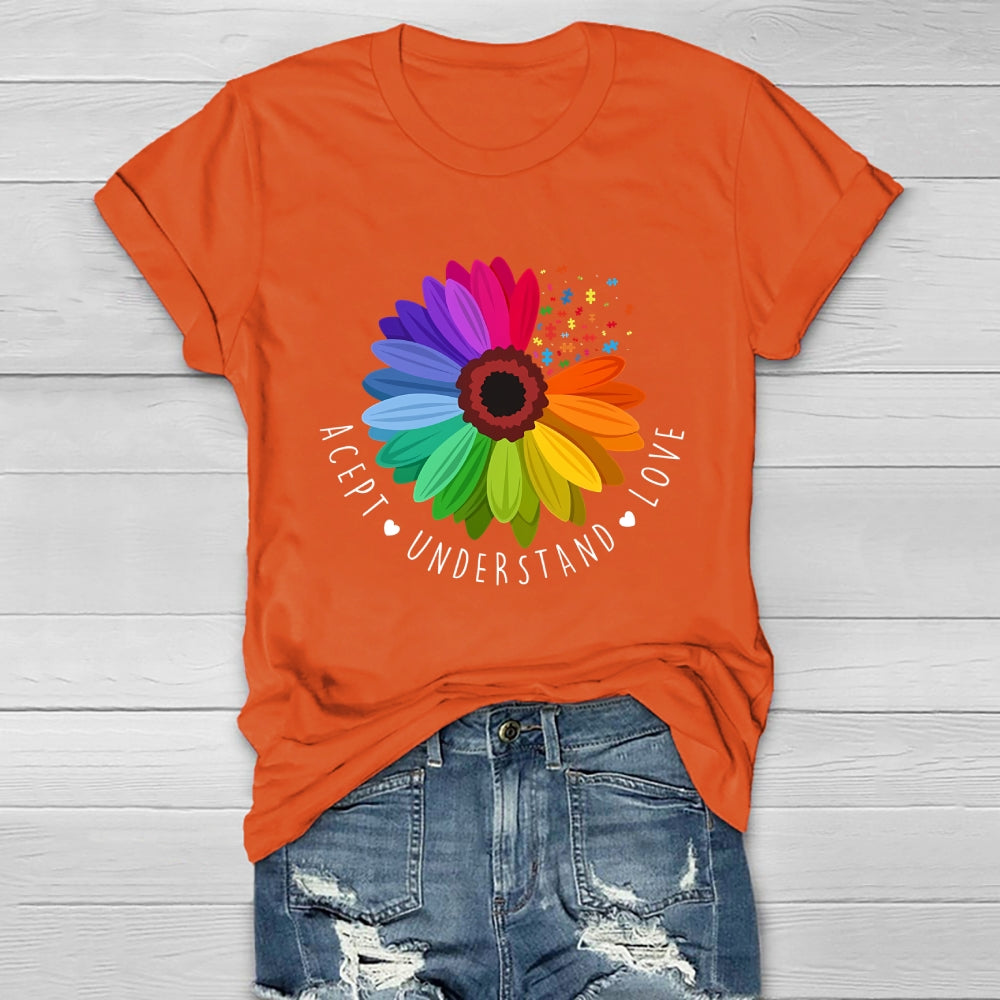 Accept Understand Love Autism Awareness Sunflower Healthwear T-shirt