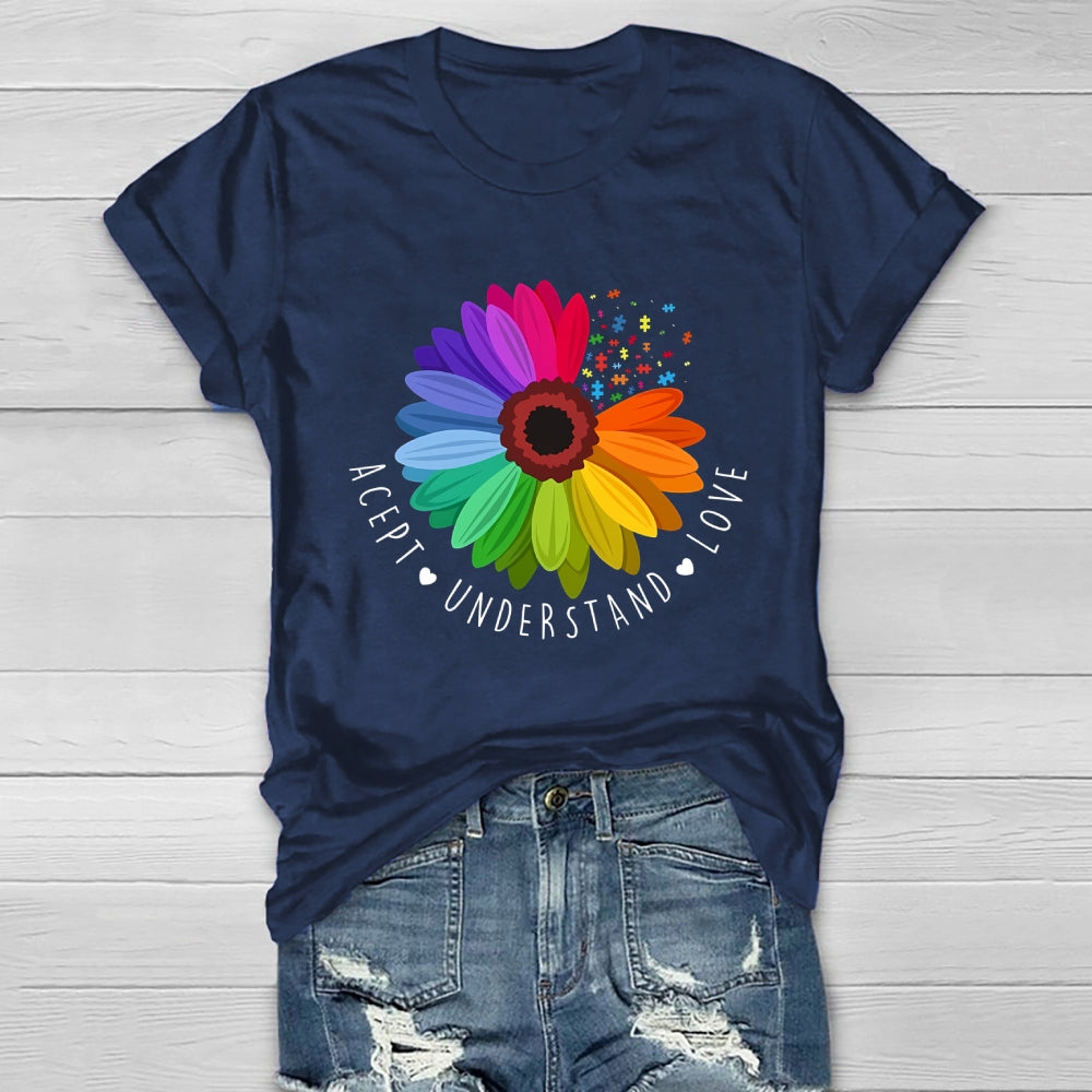 Accept Understand Love Autism Awareness Sunflower Healthwear T-shirt