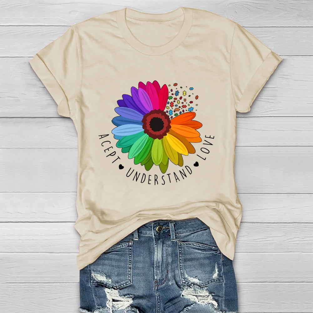 Accept Understand Love Autism Awareness Sunflower Healthwear T-shirt