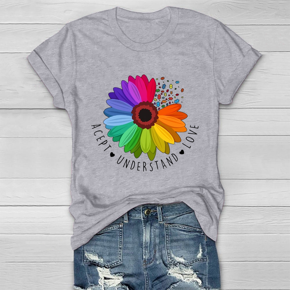Accept Understand Love Autism Awareness Sunflower Healthwear T-shirt