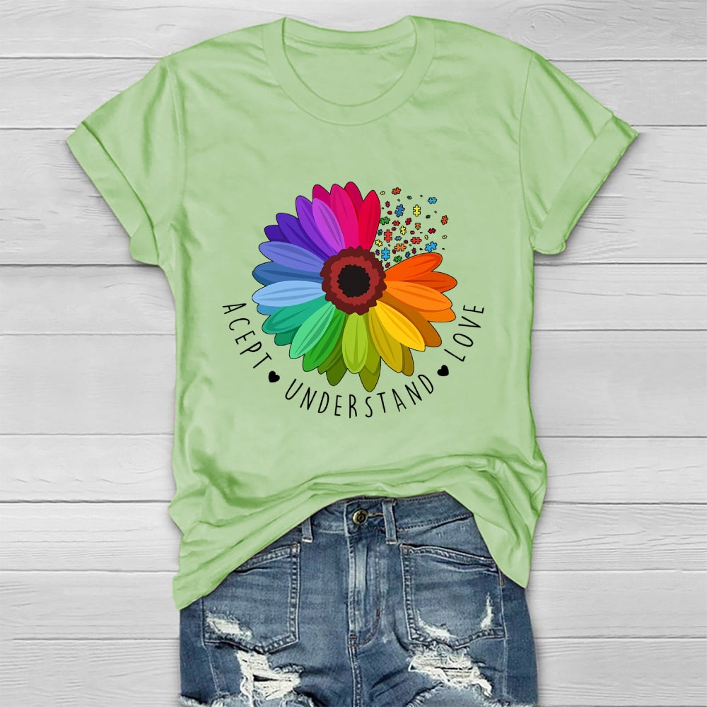 Accept Understand Love Autism Awareness Sunflower Healthwear T-shirt